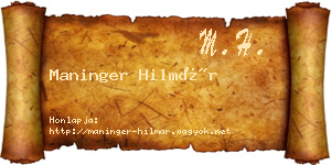 Maninger Hilmár névjegykártya